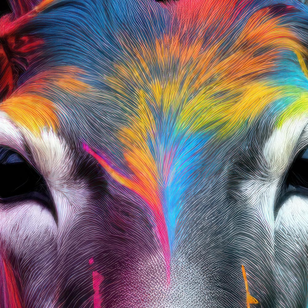 Bunter Hirsch in Neon-Farben