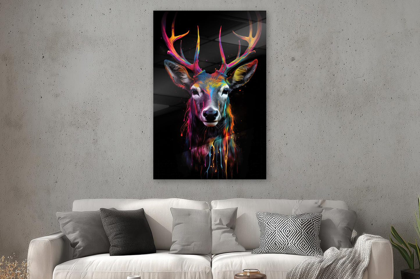Bunter Hirsch in Neon-Farben