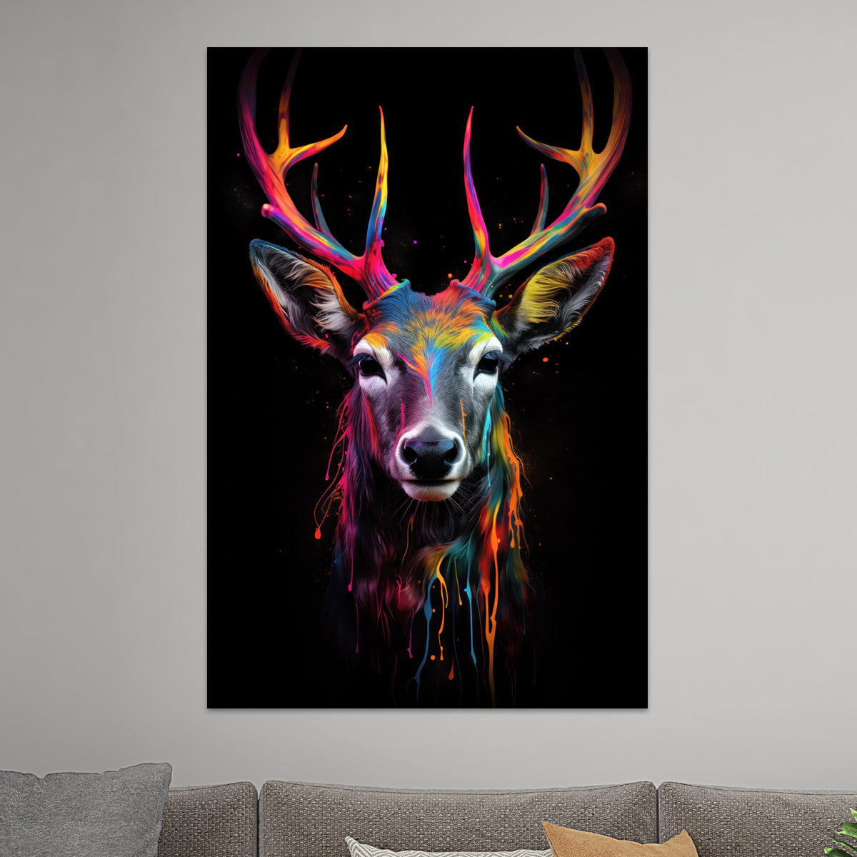 Bunter Hirsch in Neon-Farben