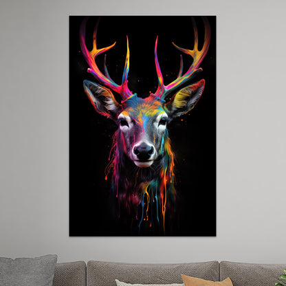 Bunter Hirsch in Neon-Farben