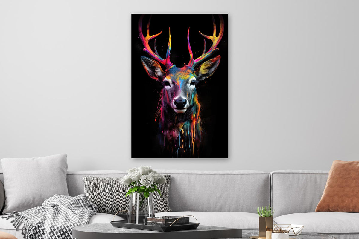 Bunter Hirsch in Neon-Farben