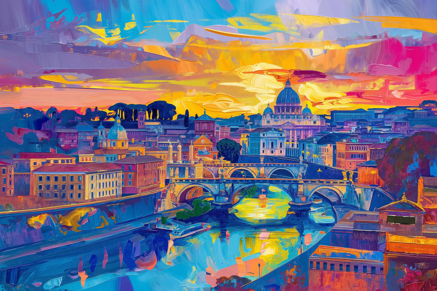 Farbgewaltiges Rom-Gemälde als hochwertiges Wandbild oder Poster. Jetzt als Kunstdruck bestellen auf Leinwand, hinter Acrylglas oder auf Alu-Dibond. 