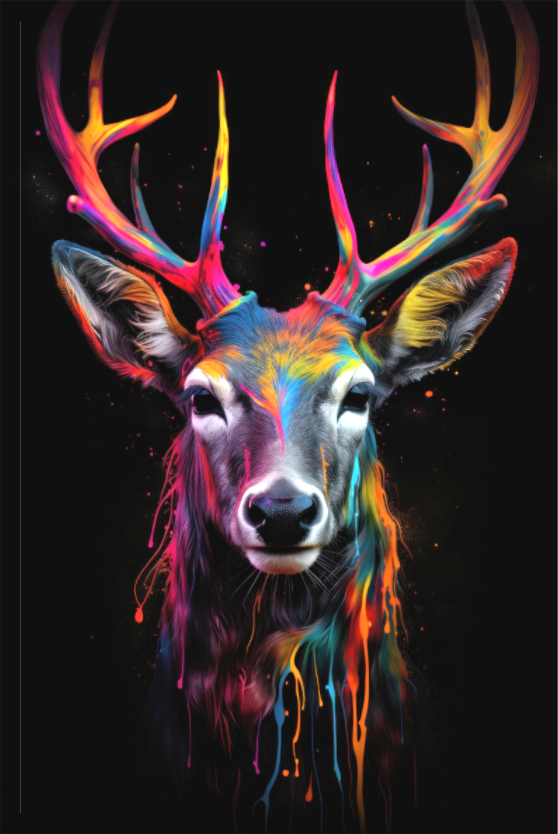 Main image Bunter Hirsch in Neon-Farben