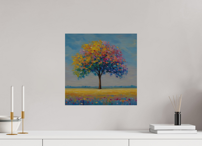 40 x 40 cm, Alu Dibond gebürstet Baum mit bunten Blättern