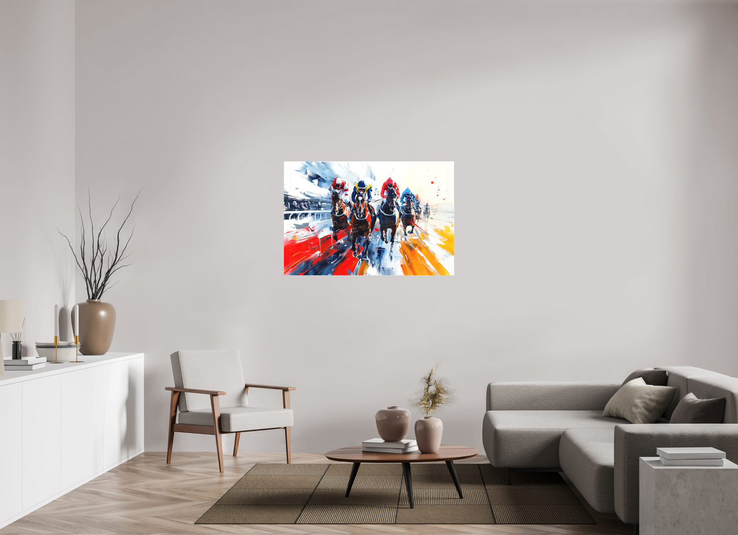 120 x 80 cm, Leinwand Pferderennen