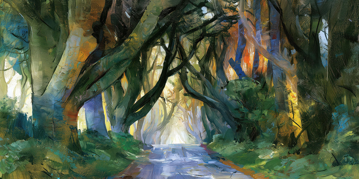 Dark Hedges Landschaftsgemälde als hochwertiger Kunstdruck. Jetzt bestellen als Wandbild auf Leinwand, Alu-Dibond, hinter Acrylglas oder als Poster. Versandkostenfreie Lieferung innerhalb Deutschlands.