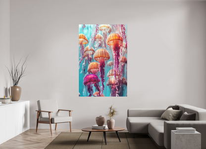 120 x 180 cm, Alu Dibond Dekorative Quallen