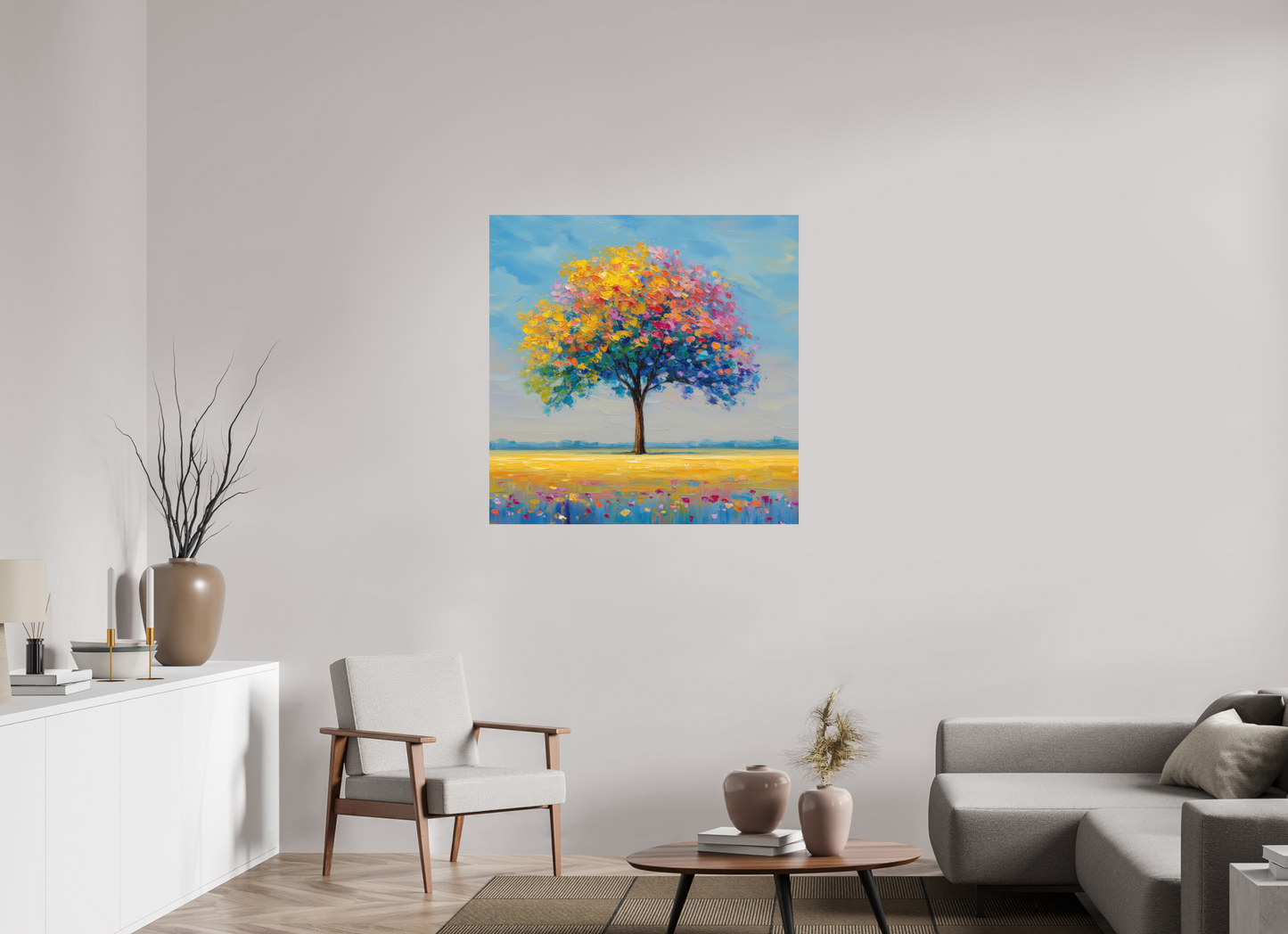 100 x 100 cm, Forex Baum mit bunten Blättern