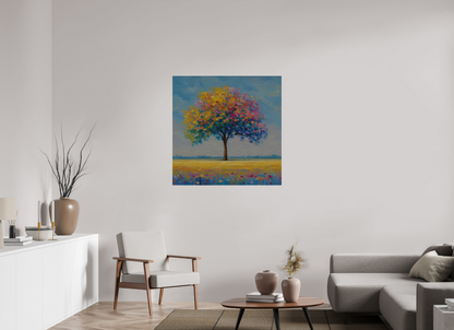 100 x 100 cm, Alu Dibond gebürstet Baum mit bunten Blättern