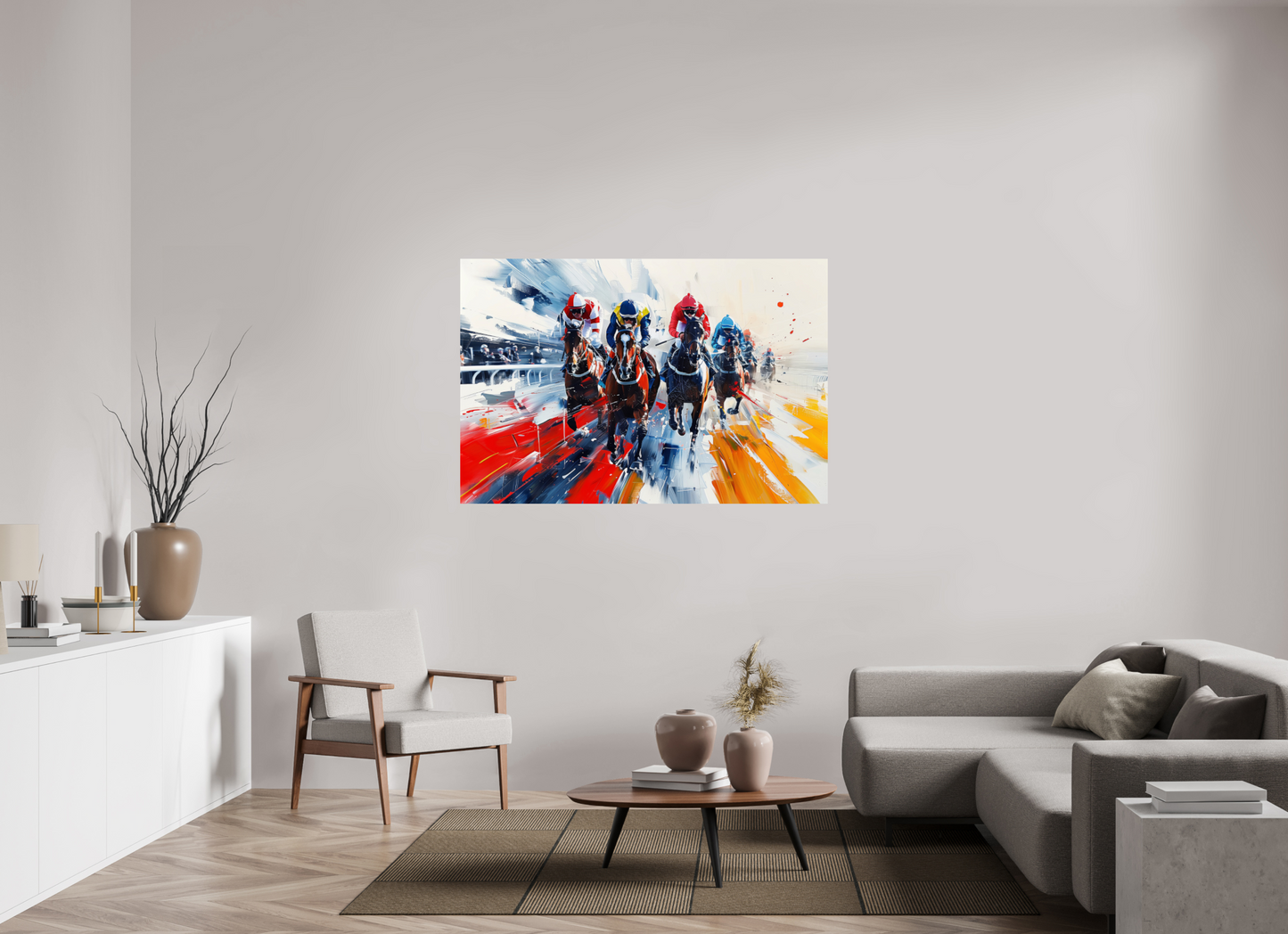 150 x 100 cm, ChromaLuxe HD Pferderennen