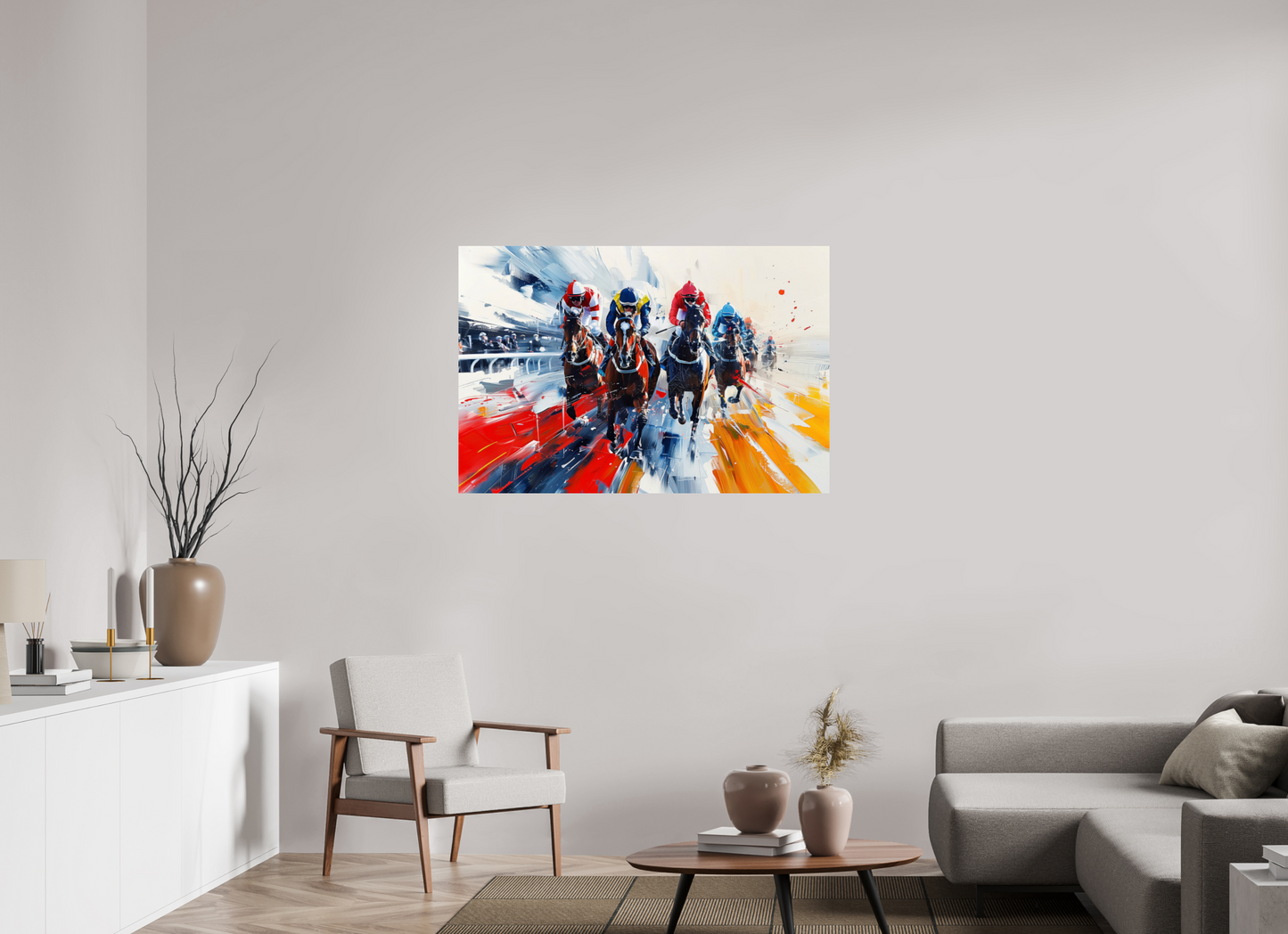 120 x 80 cm, ChromaLuxe HD Pferderennen