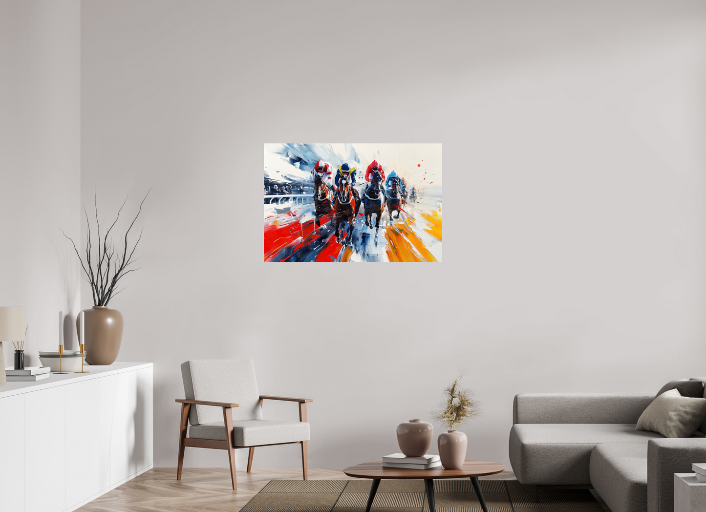 105 x 70 cm, ChromaLuxe HD Pferderennen