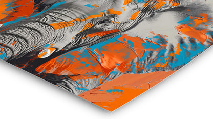 Elefant in Blau und Orange