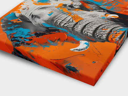 Elefant in Blau und Orange