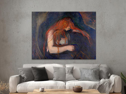 Edvard Munch „Vampir“  als hochwertiger Kunstdruck auf Leinwand, Alu-Dibond oder hinter Acrylglas online kaufen.