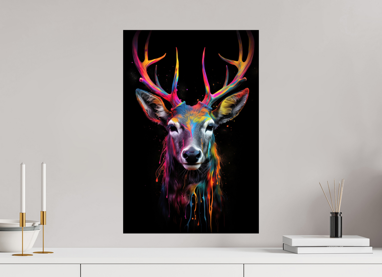 40 x 60 cm, ChromaLuxe HD Bunter Hirsch in Neon-Farben