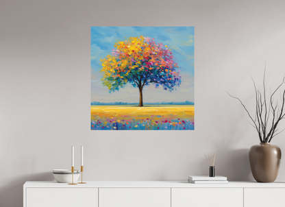 80 x 80 cm, Alu Dibond Baum mit bunten Blättern