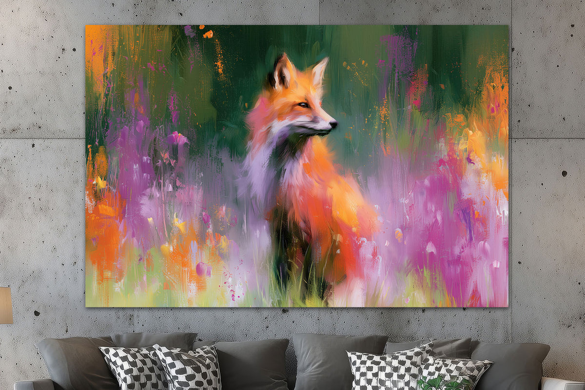 Fuchs auf einem blühenden Feld