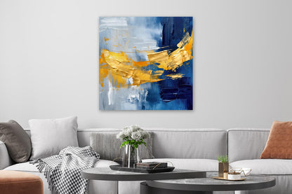 Abstraktion in Gold und Blau