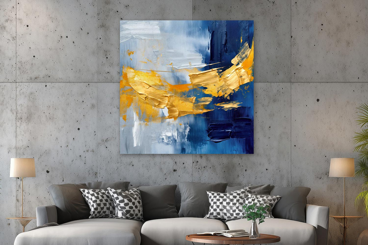 Abstraktion in Gold und Blau