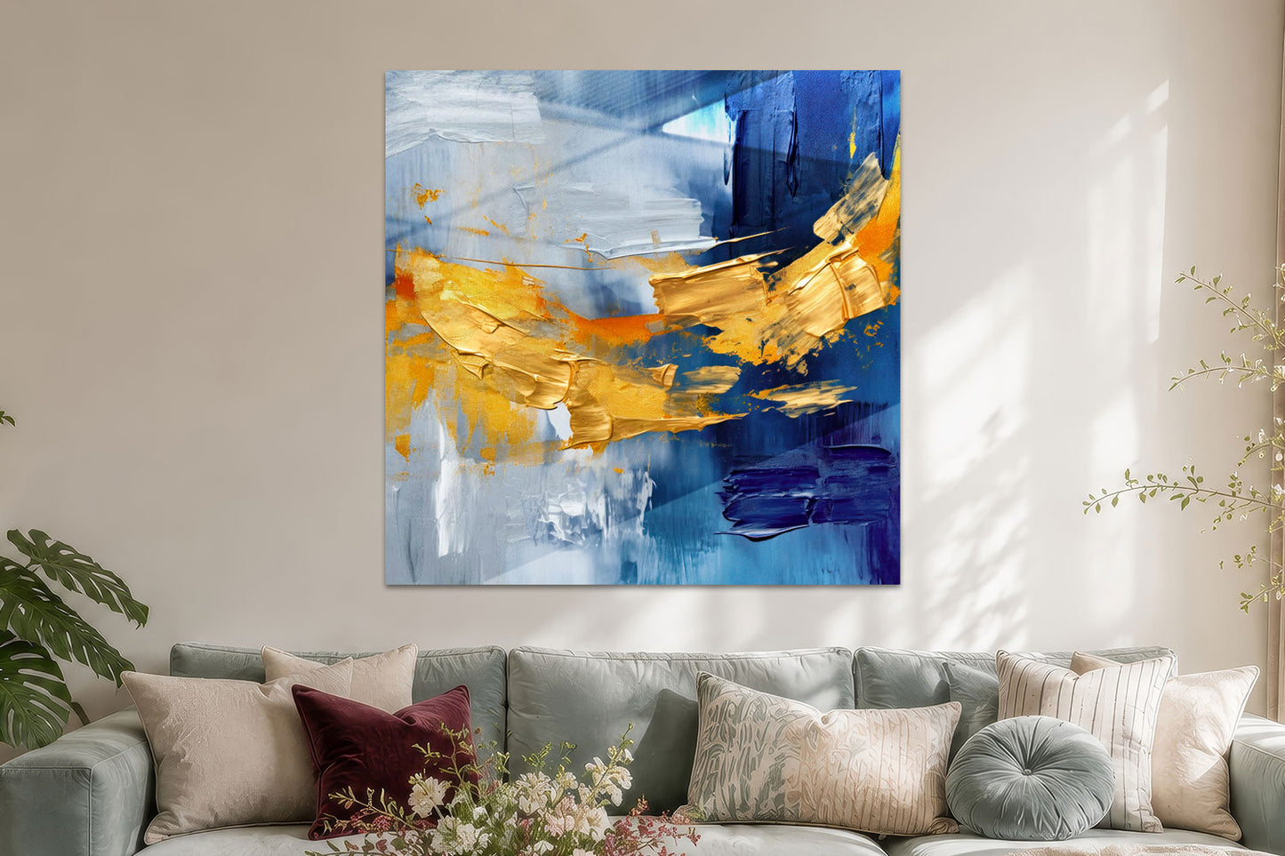 Abstraktion in Gold und Blau