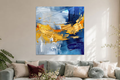 Abstraktion in Gold und Blau