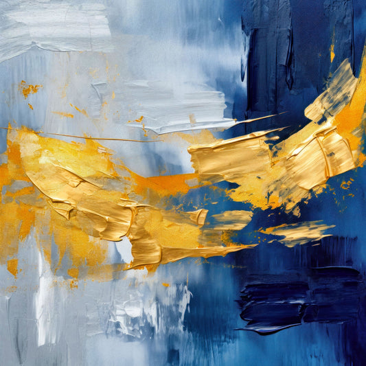 Abstraktion in Gold und Blau
