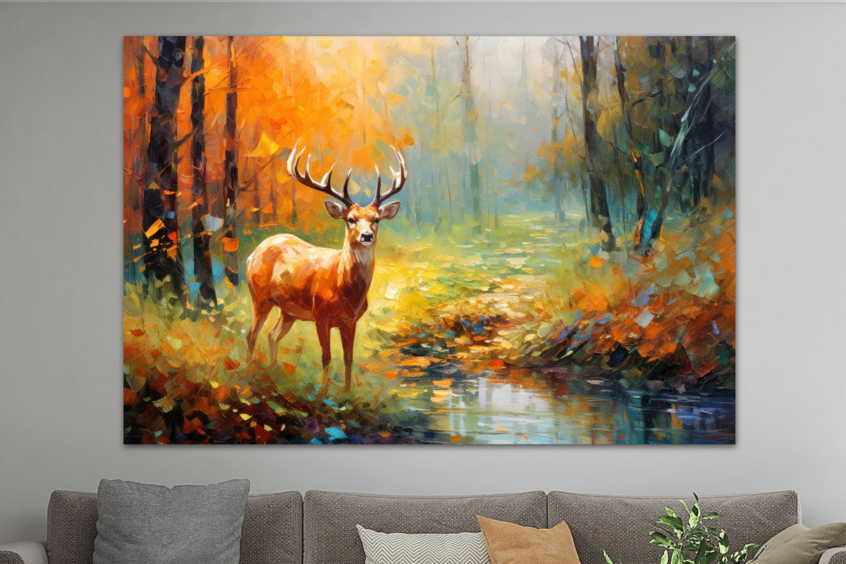 Hirsch im Herbstwald