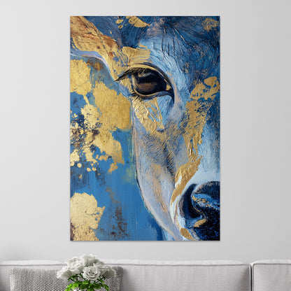 Hirsch in Blau und Gold