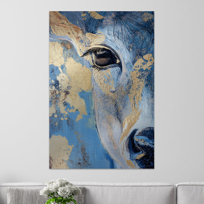 Hirsch in Blau und Gold
