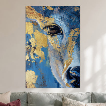 Hirsch in Blau und Gold
