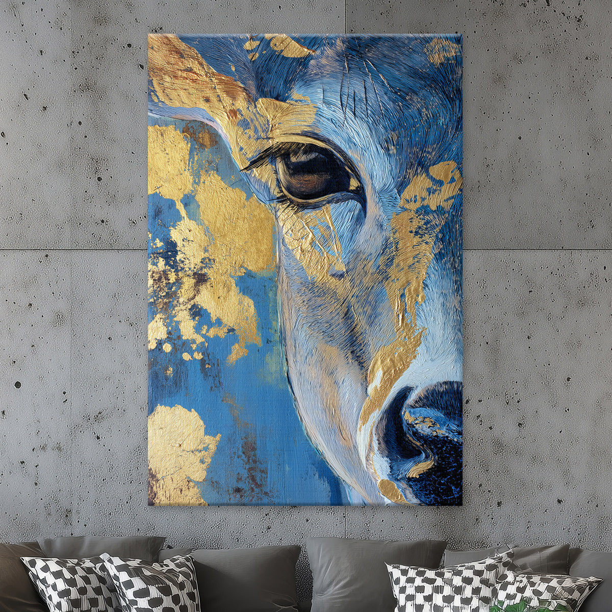 Hirsch in Blau und Gold