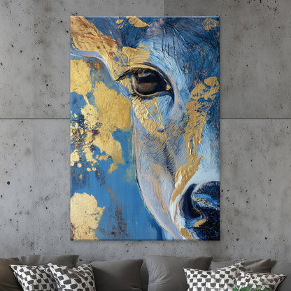 Hirsch in Blau und Gold