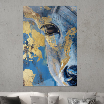 Hirsch in Blau und Gold