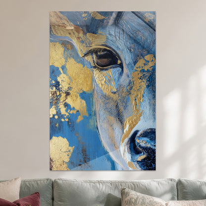 Hirsch in Blau und Gold