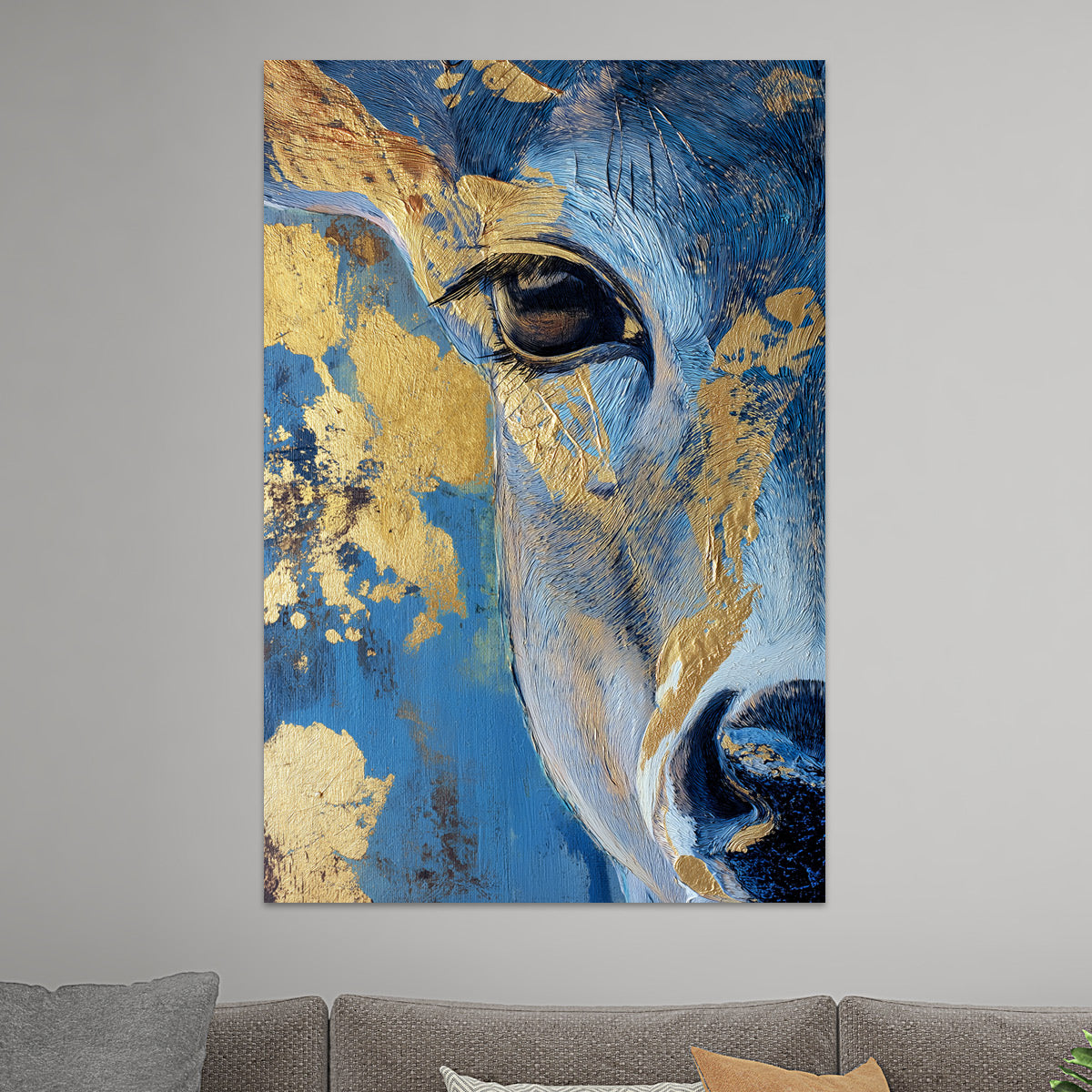 Hirsch in Blau und Gold