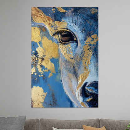 Hirsch in Blau und Gold
