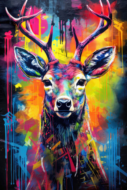 Bunter Pop-Art Hirsch