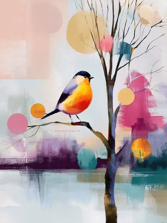 Vogel auf einem Ast Gemälde als hochwertiger Kunstdruck. Jetzt bestellen als Wandbild auf Leinwand, Alu-Dibond, hinter Acrylglas oder als Poster. Versandkostenfreie Lieferung innerhalb Deutschlands.
