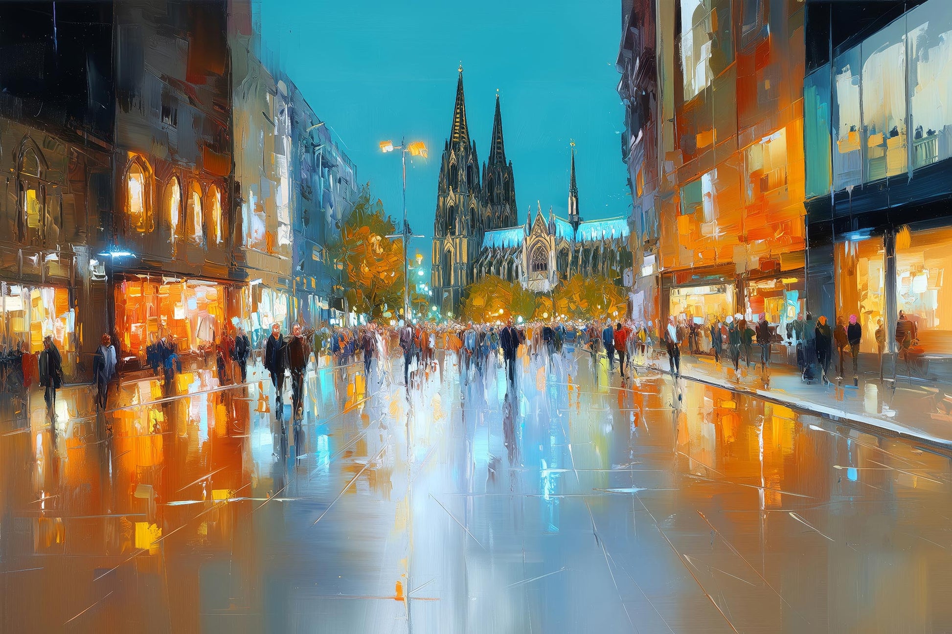 Modernes Köln-Gemälde als hochwertiges Kunstdruck-Wandbild auf Leinwand, Alu-Dibond oder hinter Acrylglas.