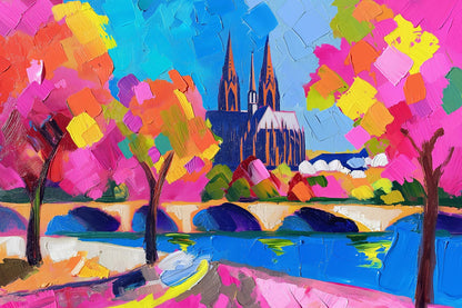 Buntes abstraktes Köln Gemälde als hochwertiger Kunstdruck. Jetzt bestellen als Wandbild auf Leinwand, Alu-Dibond, hinter Acrylglas oder als Poster. 