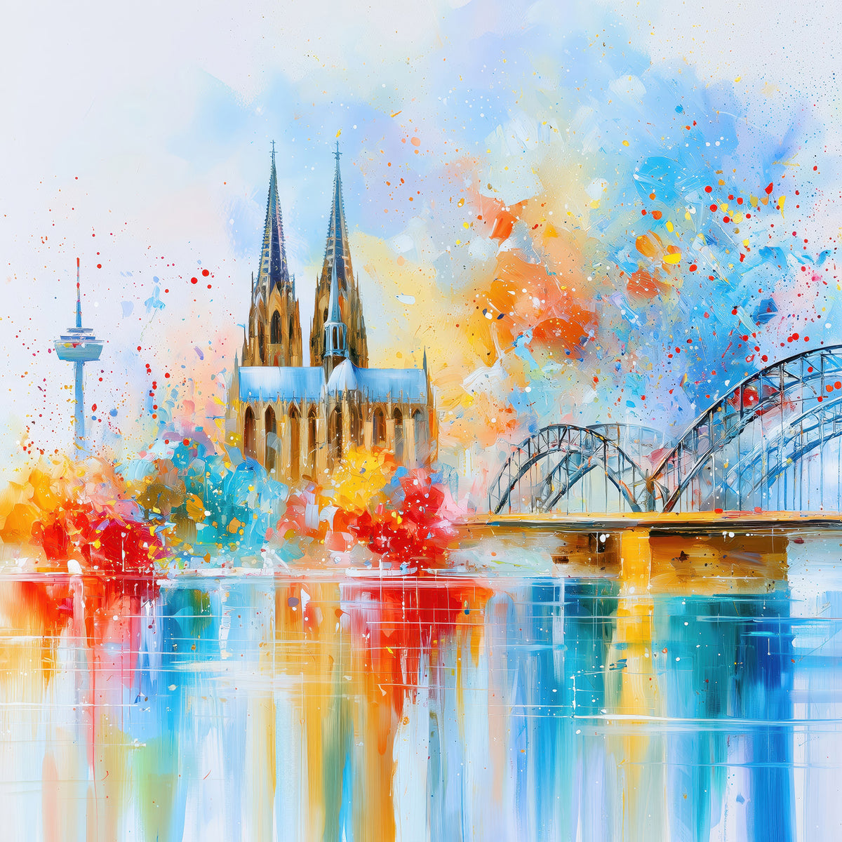 Moderne Köln Pop Art Skyline als hochwertiger Kunstdruck. Jetzt bestellen als Wandbild auf Leinwand, Alu-Dibond, hinter Acrylglas oder als Poster. Versandkostenfreie Lieferung innerhalb Deutschlands.