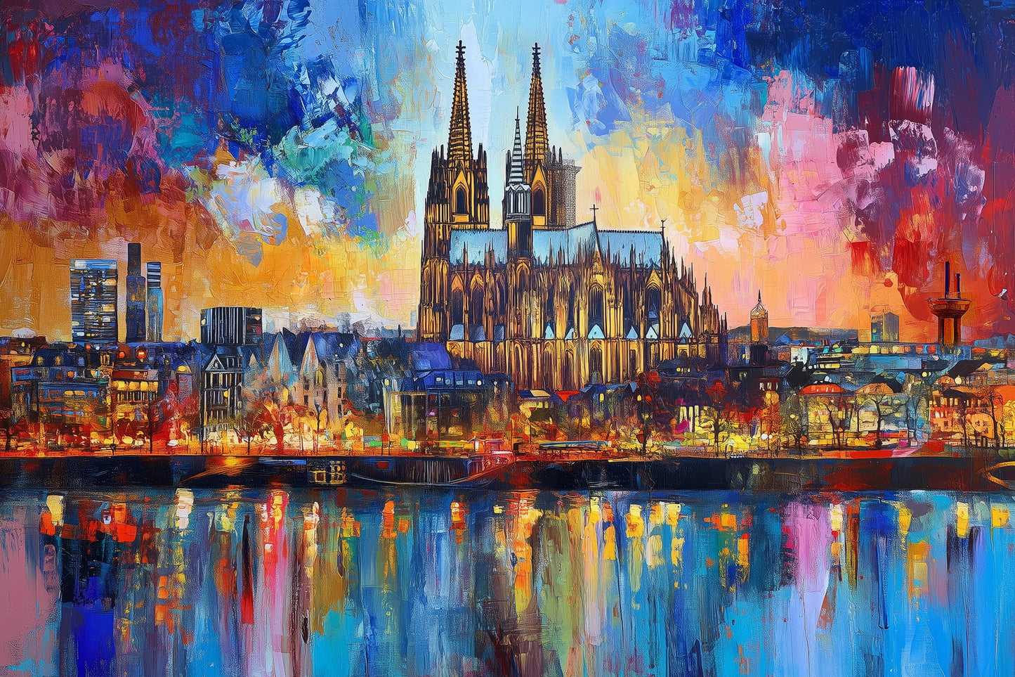 Modernes Kölner Dom Gemälde als hochwertiger Kunstdruck. Als Wandbild oder Poster in vielen Größen erhältlich mit kostenlosem Versand innerhalb Deutschlands.