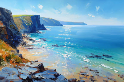 Modernes Cornwall-Gemälde als Kunstdruck. Hochwertiges Wandbild auf Leinwand, Alu-Dibond oder Acrylglas.