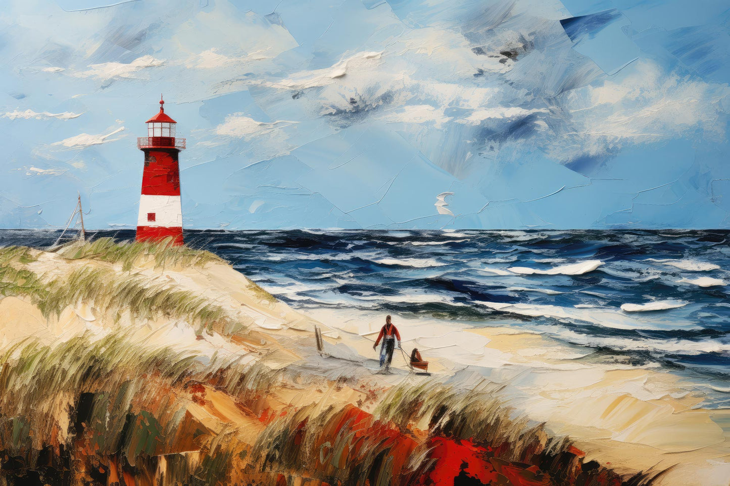 Modernes maritimes Gemälde als hochwertiger Kunstdruck auf Leinwand, Alu-Dibond oder hinter Acrylglas. Modernes Leuchtturm Wandbild kaufen.