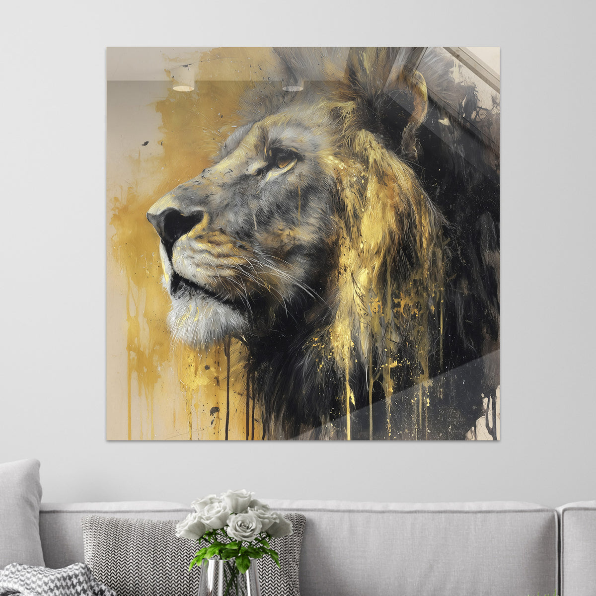 Löwe in Gold und Grau