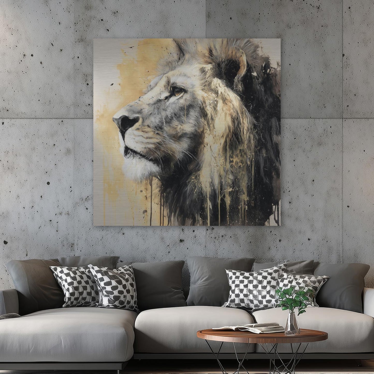 Löwe in Gold und Grau