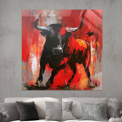 Stier in Rot und Schwarz