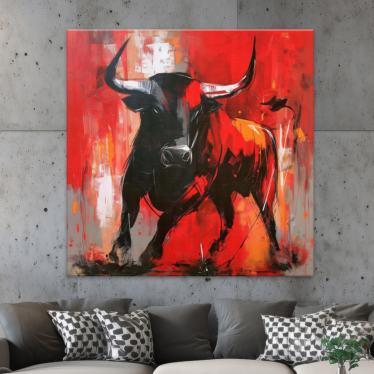 Stier in Rot und Schwarz