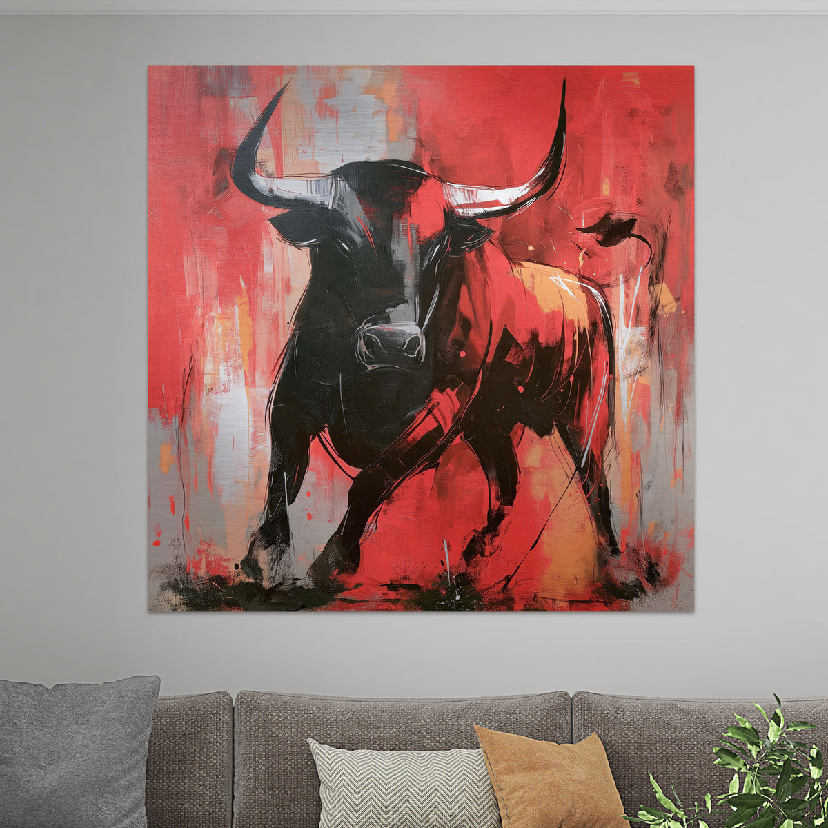 Stier in Rot und Schwarz